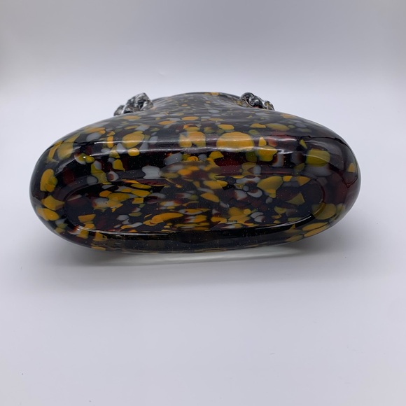 Vtg. Murano Style Mouth Blown Block Cut Handbag Purse Sculpture Or Flower Vase - Picture 11 of 14